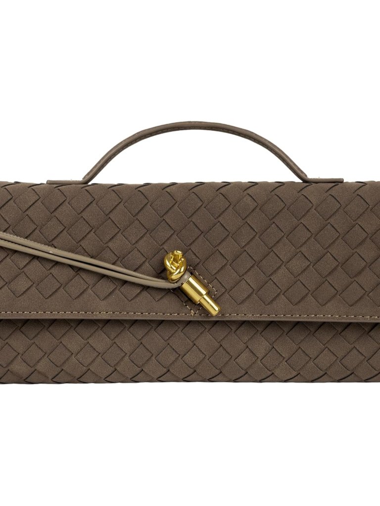 Woven Purse For Women Evening Clutch Woven Leather Handbags Suede Crossbody Bag